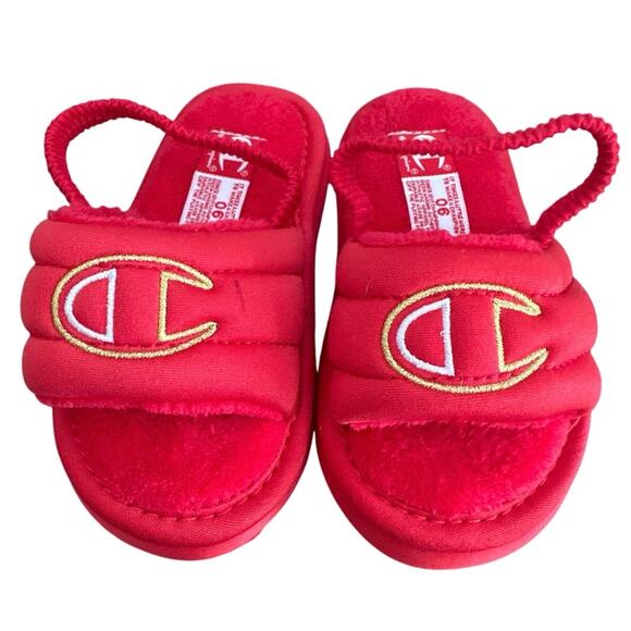 Preschool champion plush  slides red NWT Sz 6T (Scarlet/White/Gold) - Picture 4 of 7